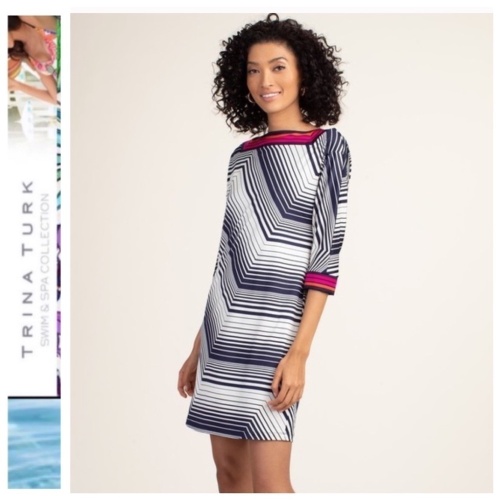 SALE NWT Trina Turk Chevron Stripe Shift Bottle Dress